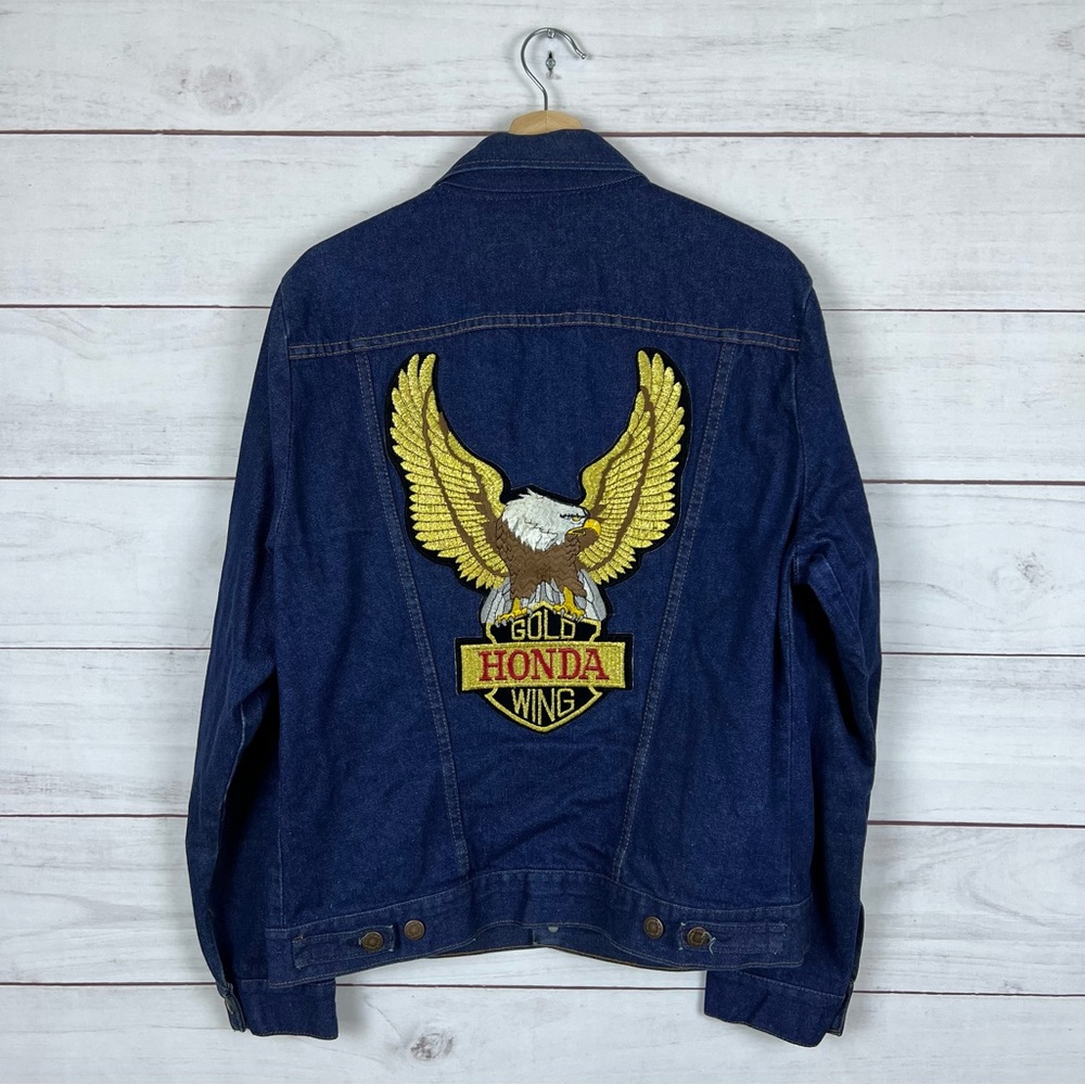 Vintage 1980s Wrangler Honda Gold Wing Denim Trucker Jacket Medium